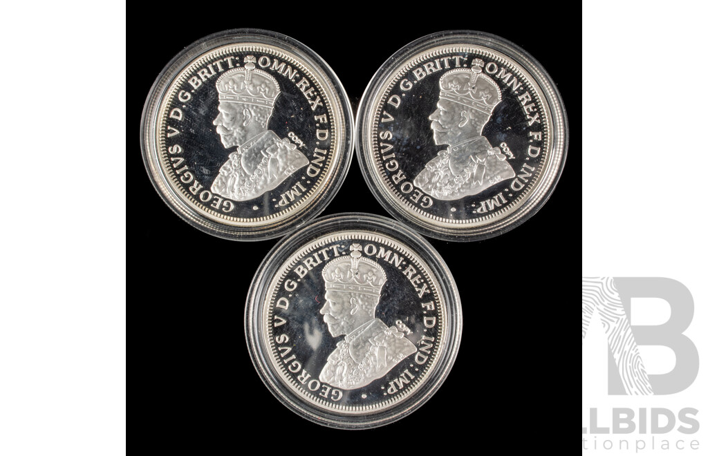 Three Australian Silver Plated One Penny Commemorative Coins 1911-2011
