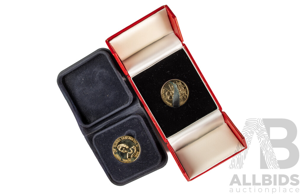 Australian 1988 Royal Visit Medallion, First State Darling Harbour Medallion, Two 1970 Holey Dollar Replica, Sea World One Dolphin Ride Token, 1989 Whitbread Round the World Race, SSB Mint Ingot Tag