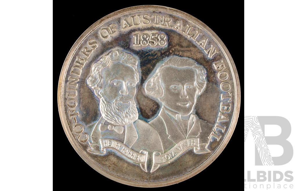 Milestone Memories Australian Rules Football, the First Game Silver Medal .925