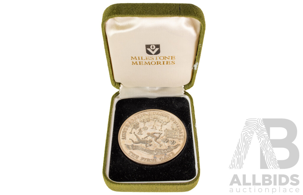 Milestone Memories Australian Rules Football, the First Game Silver Medal .925