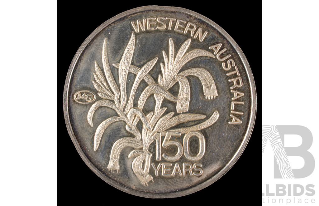 Australian Matthey Garrett 1979 Western Australia Parmelia 150 Years Silver Medallion .999