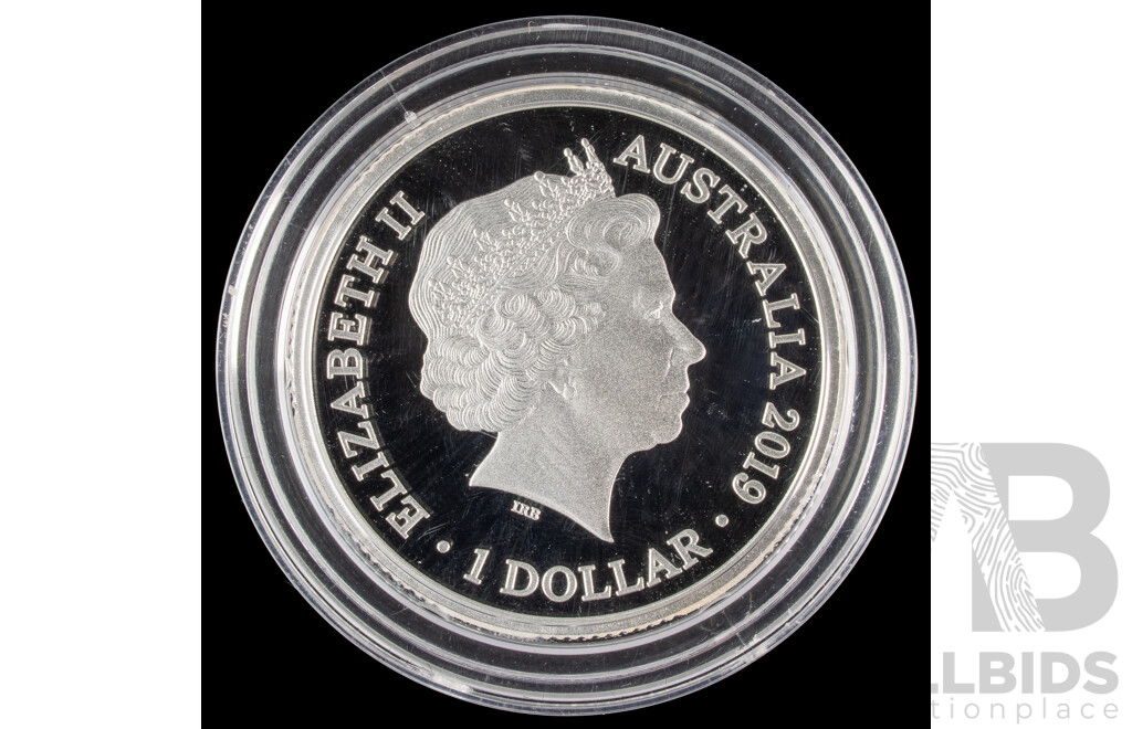 Australian 2019 Silver Proof One Dollar, Australian Bush Rangers, C Mint Mark .999