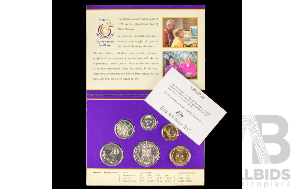 Australian Coins and Philateley Including 1999 RAM Six UNC Oin Set, 2010 Fifty Cent, 150th Running of Melbourne Cup, Four 2017 Baby Set Coins, Black Caviar Stamp Set, Vintage Sydney Harbour Bridge Post Card