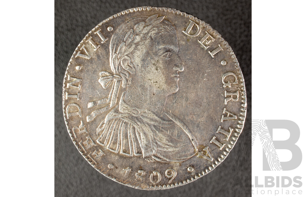 Mexico 1809 Silver Eight Reales Coin, Ferdinand VII .903