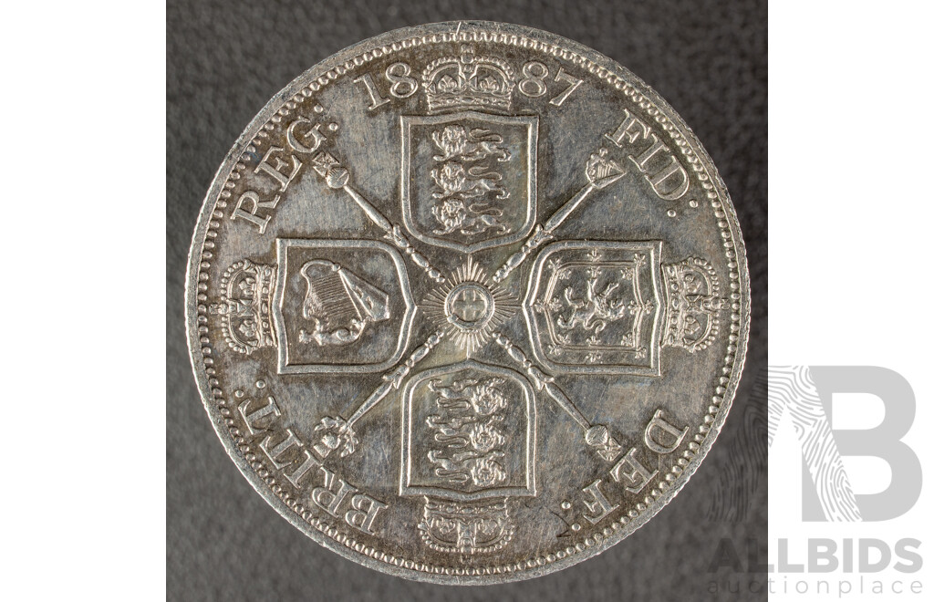 Great Britain 1887 QV Silver Two Florin Coin .925