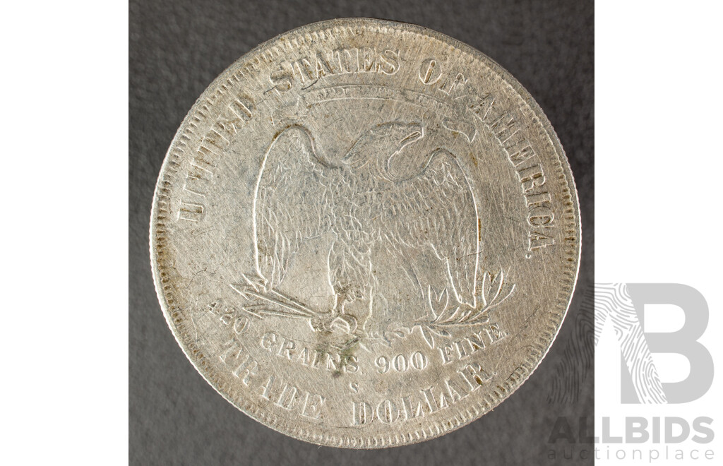 USA 1873 Silver Trade Dollar, San Francisco Mint .900