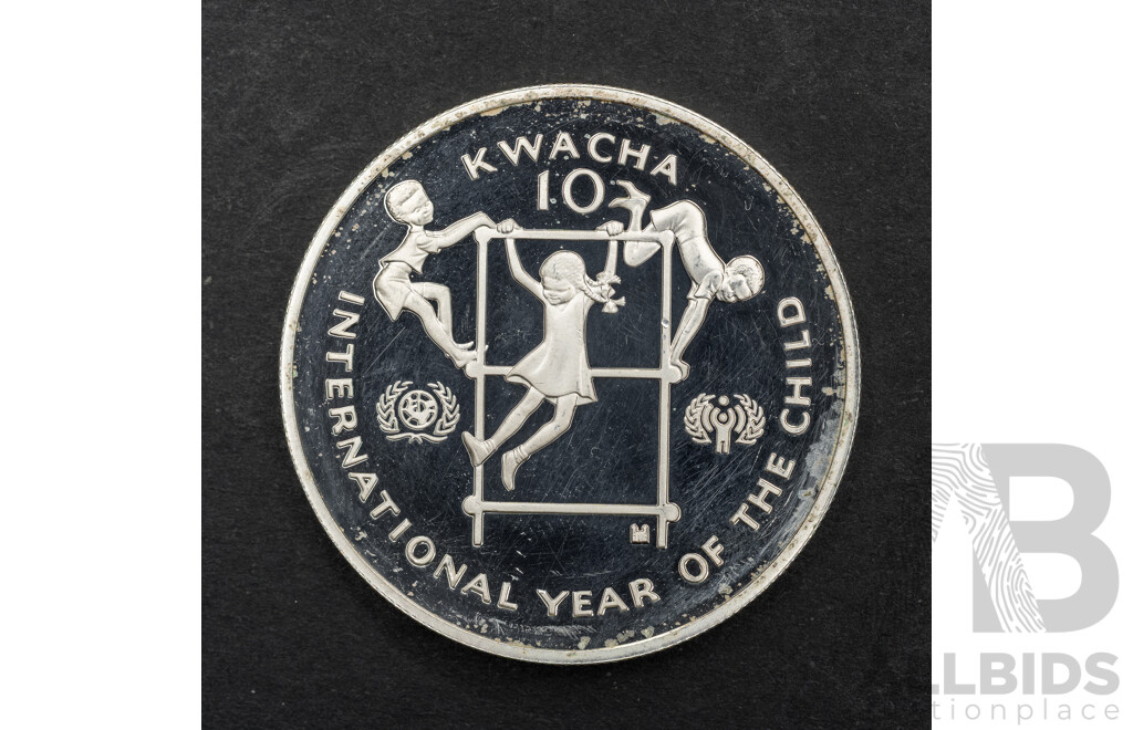 Zambia 1980 Silver Proof Ten Kwacha Coin, International Year of the Child .925