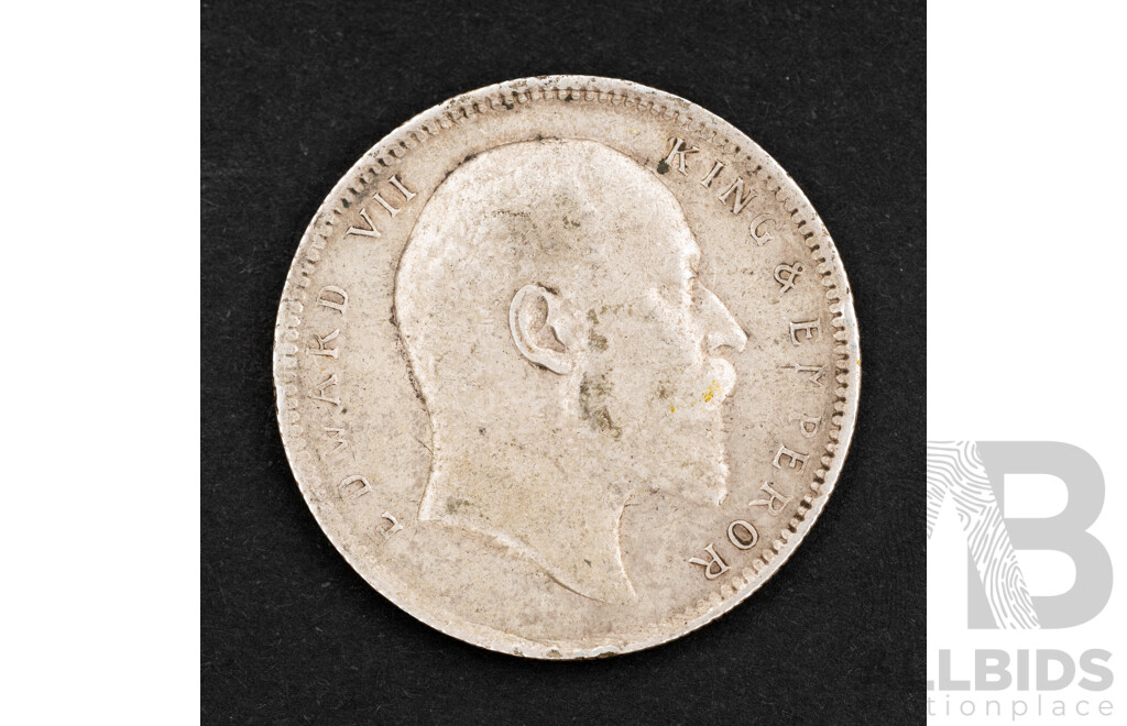 India 1907 KEVII Silver One Rupee Coin .925
