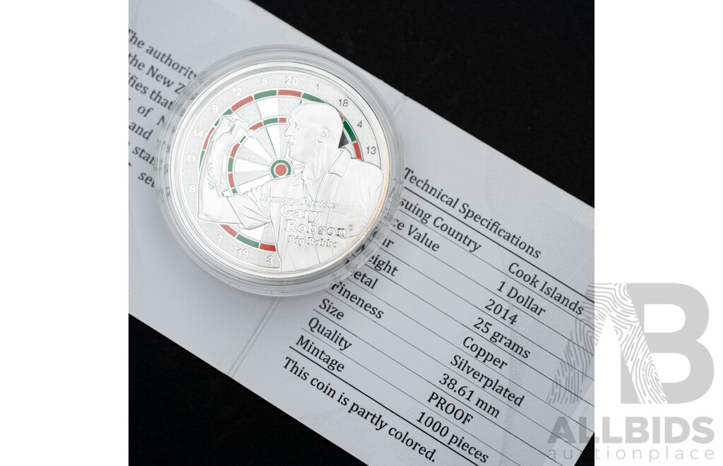 Cook Islands 2014 Coloured/Silver Plated One Dollar Coin, Gary Robson