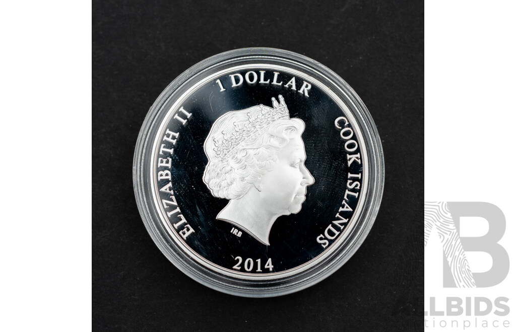 Cook Islands 2014 Coloured/Silver Plated One Dollar Coin, Gary Robson