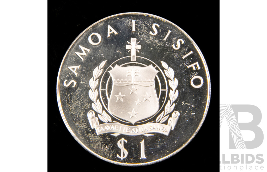 Samoa 1974 Silver One Dollar Coin, Commonwealth Games .925