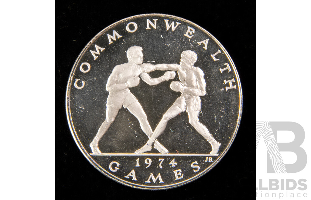 Samoa 1974 Silver One Dollar Coin, Commonwealth Games .925