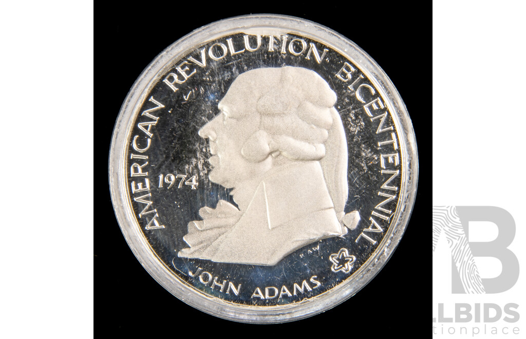 USA 1974 Silver Commemorative Coin, American Revolution Bicentennial, John Adams.925