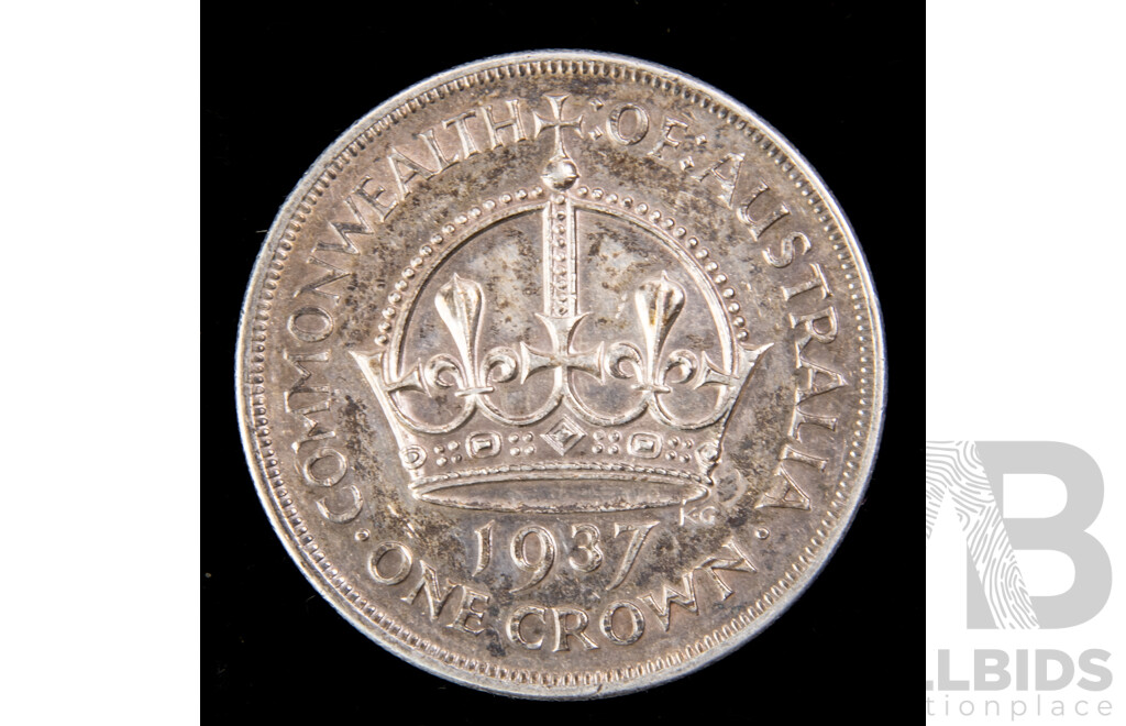 Australian 1937 Silver KGVI One Crown .925