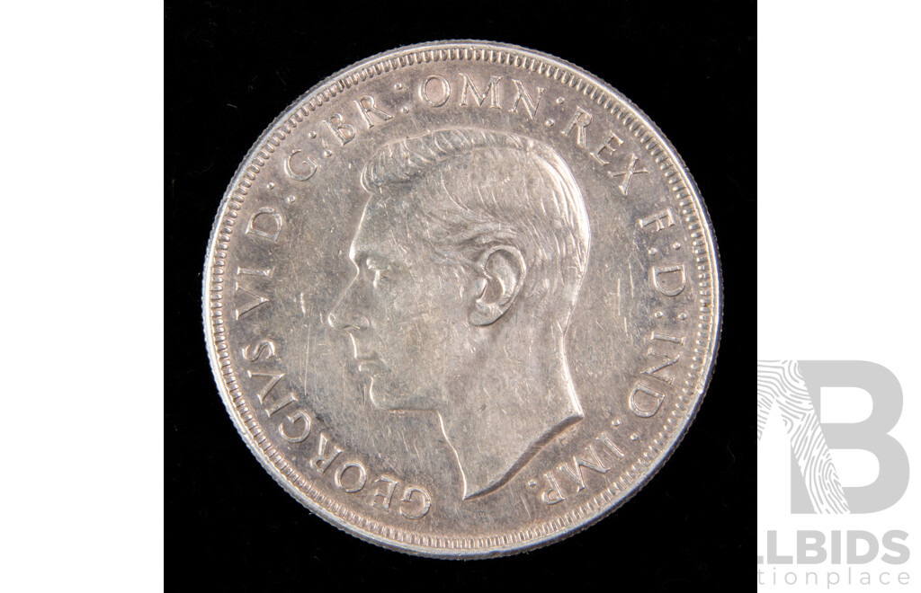 Australian 1937 Silver KGVI One Crown .925
