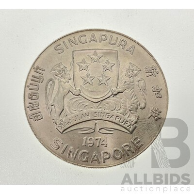 Singapore 1974  Silver Ten Dollar Coin, Set Issue .500