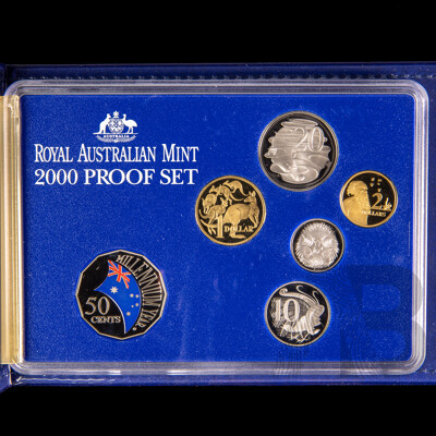 Australian RAM 2000 Six Proof Coin Set with Coloured Fifty Cent Millennium Year