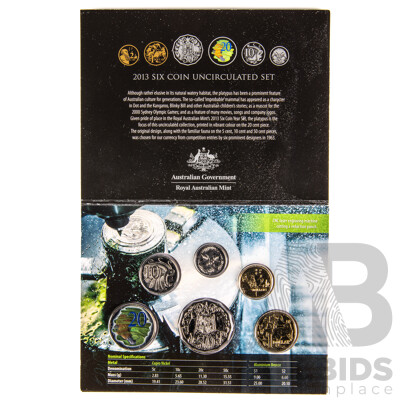 Australian 2013 UNC Six Coin Special Edition Set, Includes Coloured Twenty Cent Coin