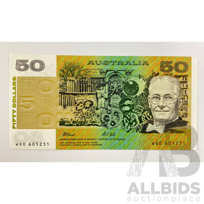 Australian 1991 Fifty Dollar Note, Fraser/Cole R513b WQE 605251