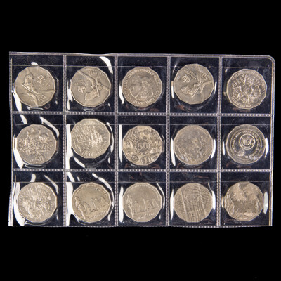 Fifteen Australian Commemorative Fifty Cent Coins Including 2001, 1988 2000, 1988, 2005, 1981, 2003, 1995, 2016, 2010, 1998