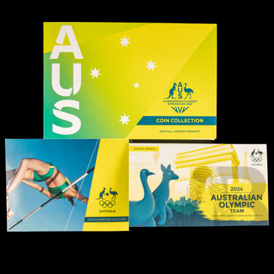 Three Australian RAM Coin Sets Including 2016 Olympic Team, 2022 Commonwealth Games, 2024 Australian Olympics