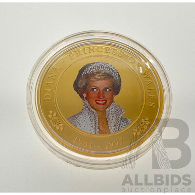 Cook Islands 2017 Commemorative Gold Plated Proof One Dollar Coin, Princess Diana's 20th Death Anniversary