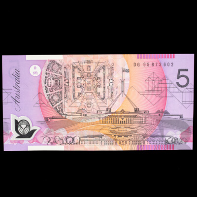 Australian 1995 Five Dollar Banknote Evans/Fraser DG 95873602