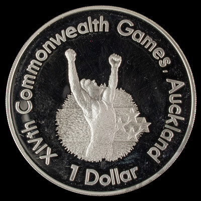New Zealand 1989 Silver Proof One Dollar Coin, Commonwealth Games Runner .925