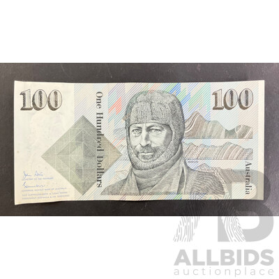 Australian 1984 One Hundred Dollar Note, Stone/Johnston R608, ZAL 108618