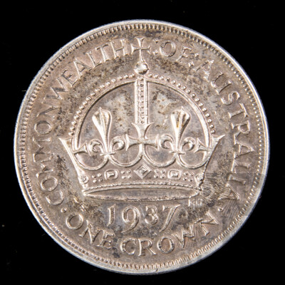 Australian 1937 Silver KGVI One Crown .925