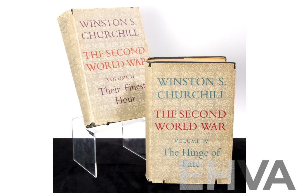 Winston S Churchill, The Second World War, Volumes II & IV, Cassel & Co, First Australian Editions, Hardcovers with Dust Jackets