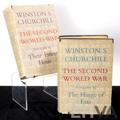 Winston S Churchill, The Second World War, Volumes II & IV, Cassel & Co, First Australian Editions, Hardcovers with Dust Jackets