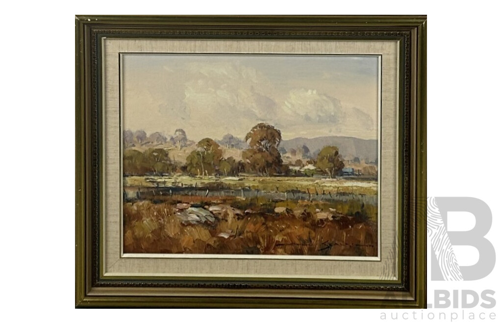John Sealy, (20th Century, Australian), Summer Wattle Flat, Batemans Bay, Original Acrylic on Canvas Board, 44 x 52 cm (frame)