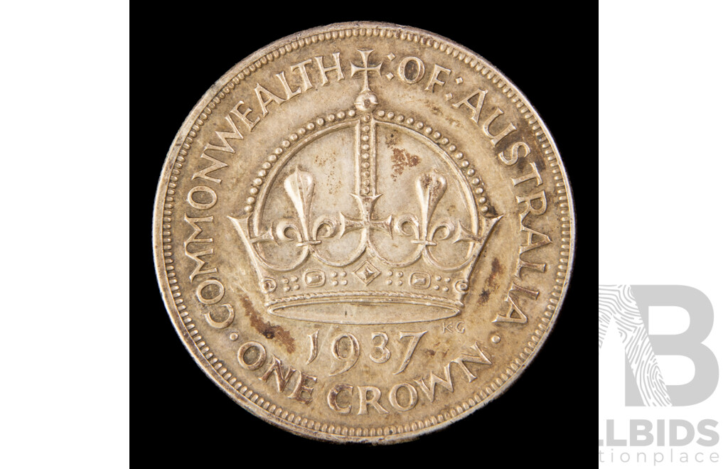 Australian 1937 Silver KGVI One Crown .925
