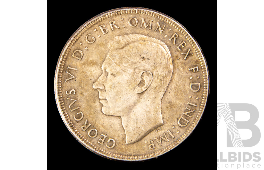 Australian 1937 Silver KGVI One Crown .925