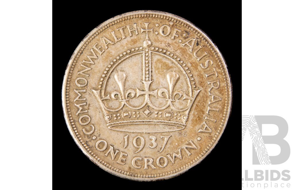 Australian 1937 Silver KGVI One Crown .925
