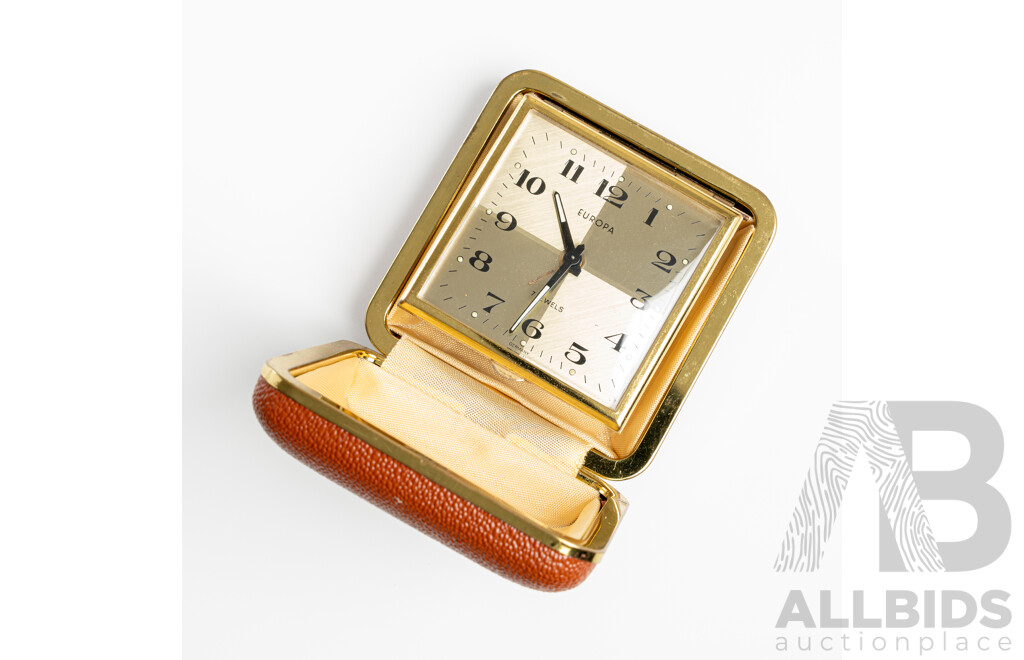 Europa Vintage Travel Clock, with Alarm & Sienna Casing