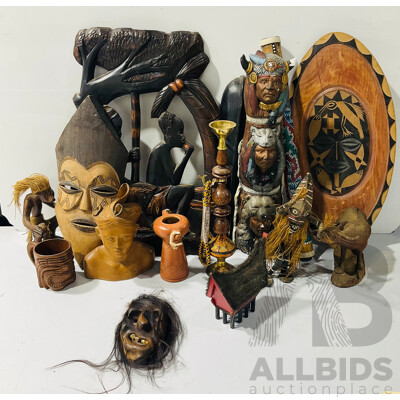 Collection Hand Made Souvinir Ware Items Including Oceaniuc, African and More