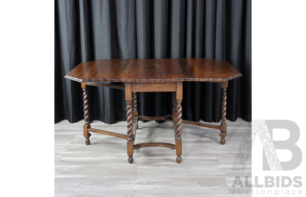Victorian Oak Drop Side Dining Table