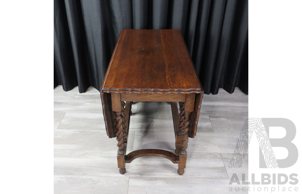 Victorian Oak Drop Side Dining Table
