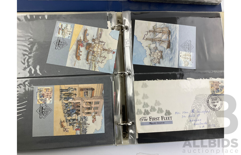 Two Albums of Australian 1987-1988 First Day Covers and Stamp Packs Including Stamp Collector Cards Bicentennial, Expo, Living Together, Gardens of Australia