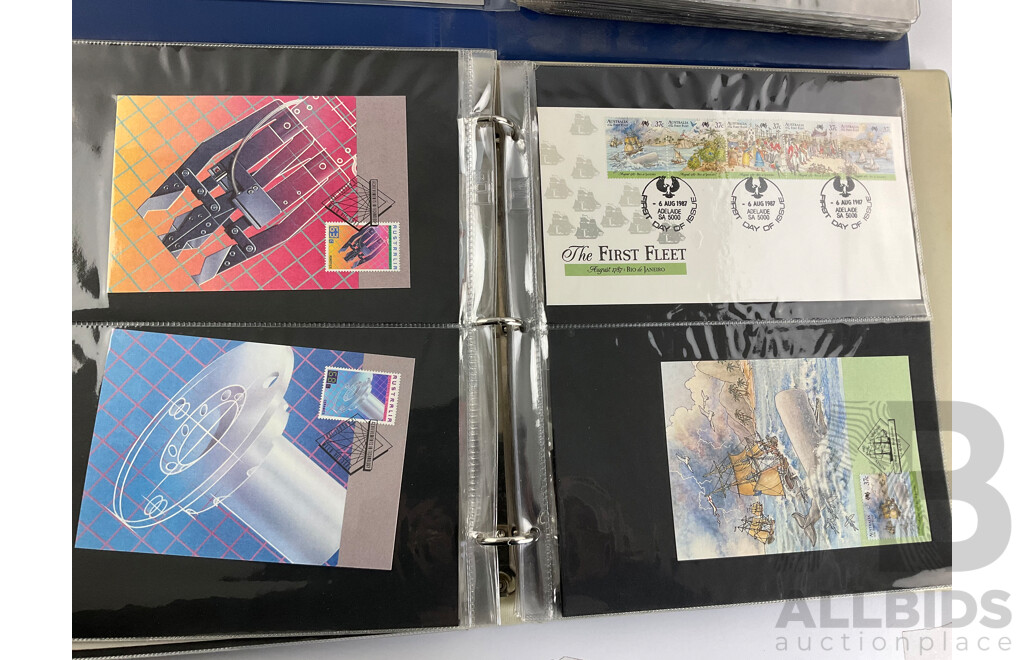 Two Albums of Australian 1987-1988 First Day Covers and Stamp Packs Including Stamp Collector Cards Bicentennial, Expo, Living Together, Gardens of Australia