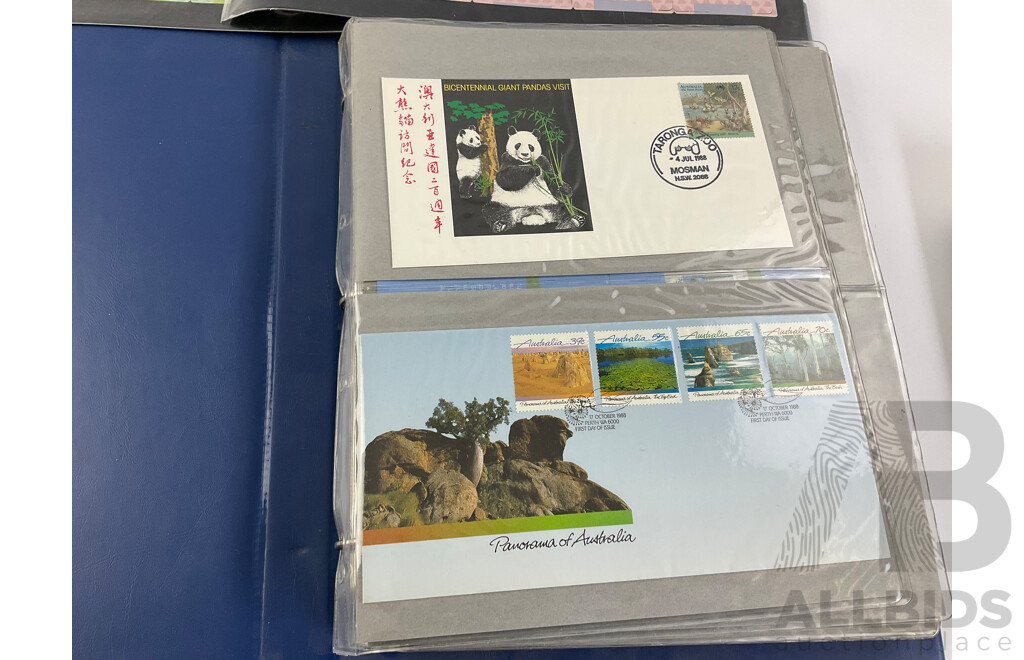 Two Albums of Australian 1987-1988 First Day Covers and Stamp Packs Including Stamp Collector Cards Bicentennial, Expo, Living Together, Gardens of Australia