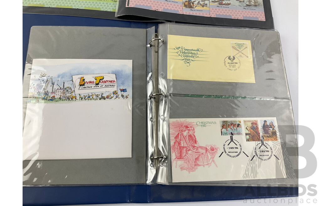 Two Albums of Australian 1987-1988 First Day Covers and Stamp Packs Including Stamp Collector Cards Bicentennial, Expo, Living Together, Gardens of Australia