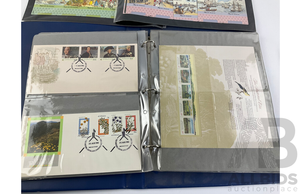 Two Albums of Australian 1987-1988 First Day Covers and Stamp Packs Including Stamp Collector Cards Bicentennial, Expo, Living Together, Gardens of Australia