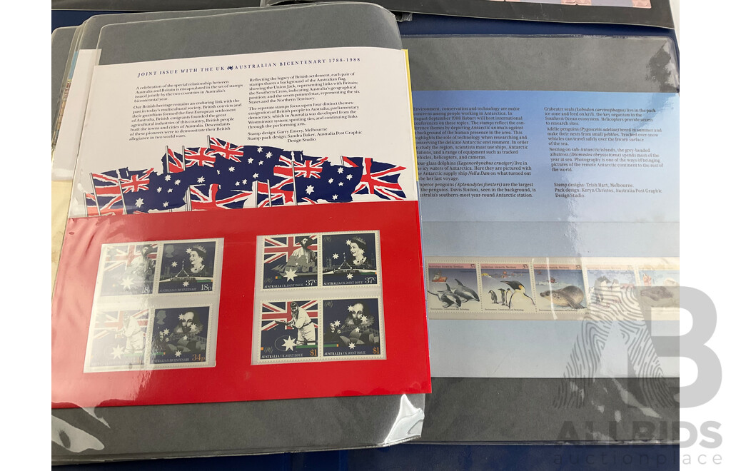 Two Albums of Australian 1987-1988 First Day Covers and Stamp Packs Including Stamp Collector Cards Bicentennial, Expo, Living Together, Gardens of Australia