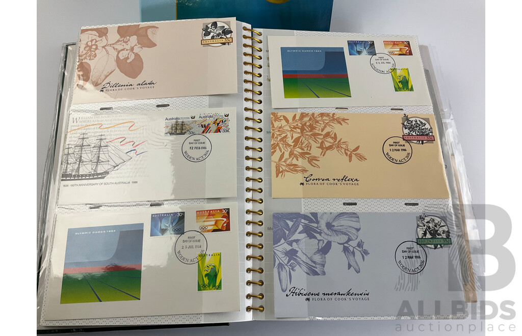 Album of Australian 1980's First Day Covers and Stamp Packs with 2000 Sydney Olympics Gold Medalists Stamp Album