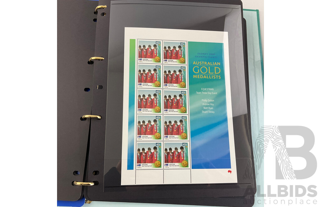 Album of Australian 1980's First Day Covers and Stamp Packs with 2000 Sydney Olympics Gold Medalists Stamp Album