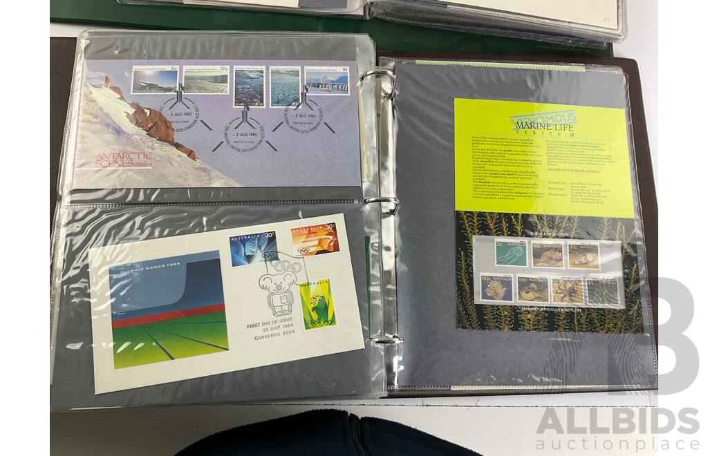 Two Albums of Australian 1970-80's First Day Covers and Stamp Packs Including 1984 Christmas, AUSIPEX, Conservation, Selected Issues, 1982 QE2 Birthday, Antarctic Territory and More