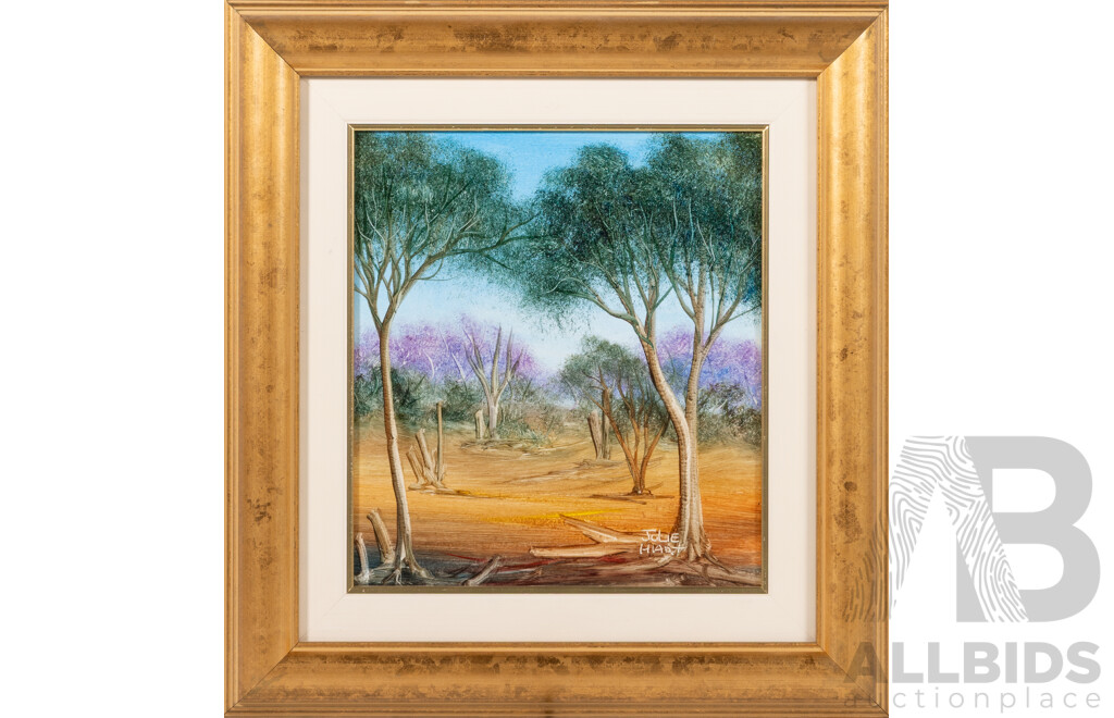 Julie Hart, (20th Century, Australian, 1970-), Treescape, Oil on Board, 37.5 x 35 cm (frame)
